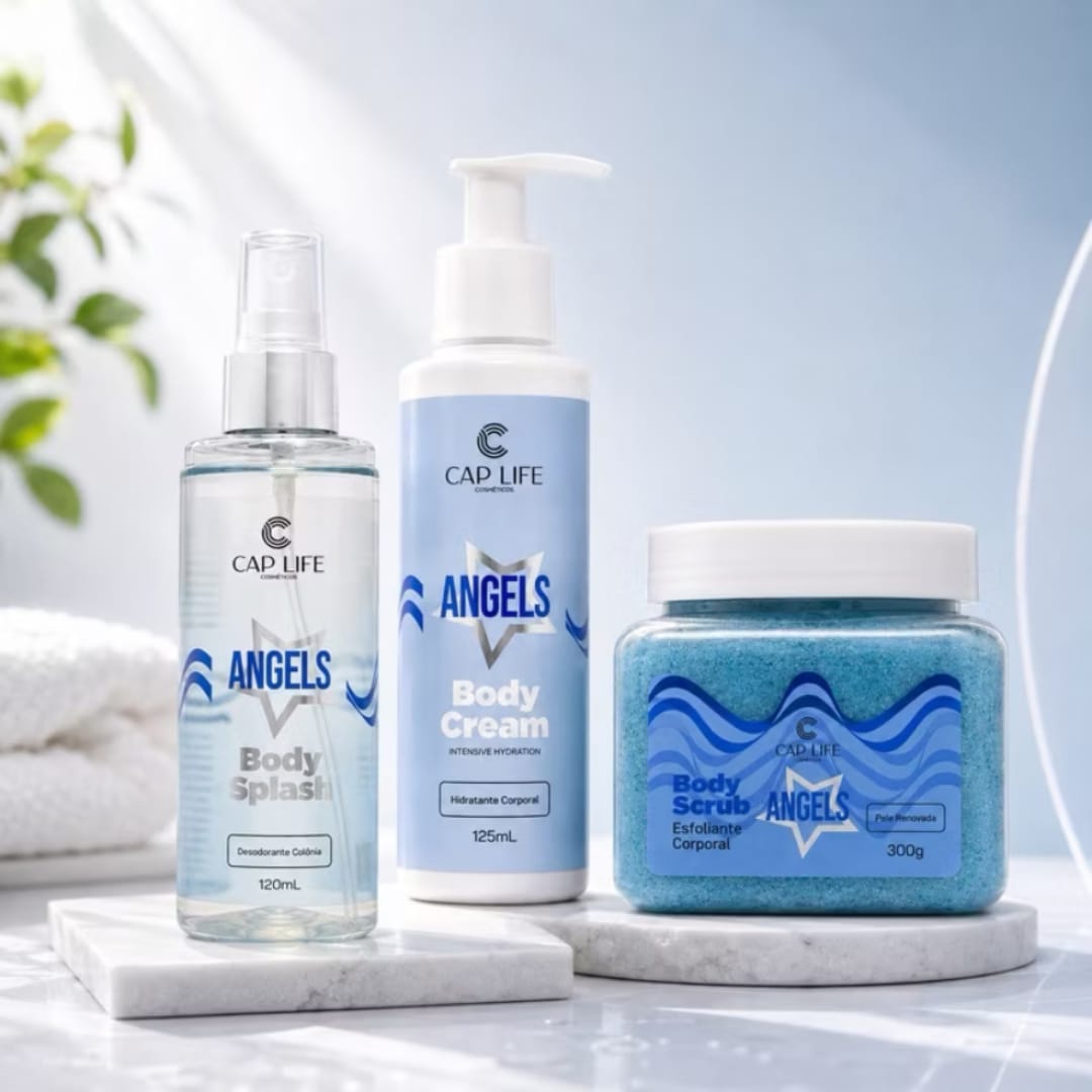 Kit Angels Cap Life Cosméticos – Rotina Completa de Cuidados/kit com 3 produtos