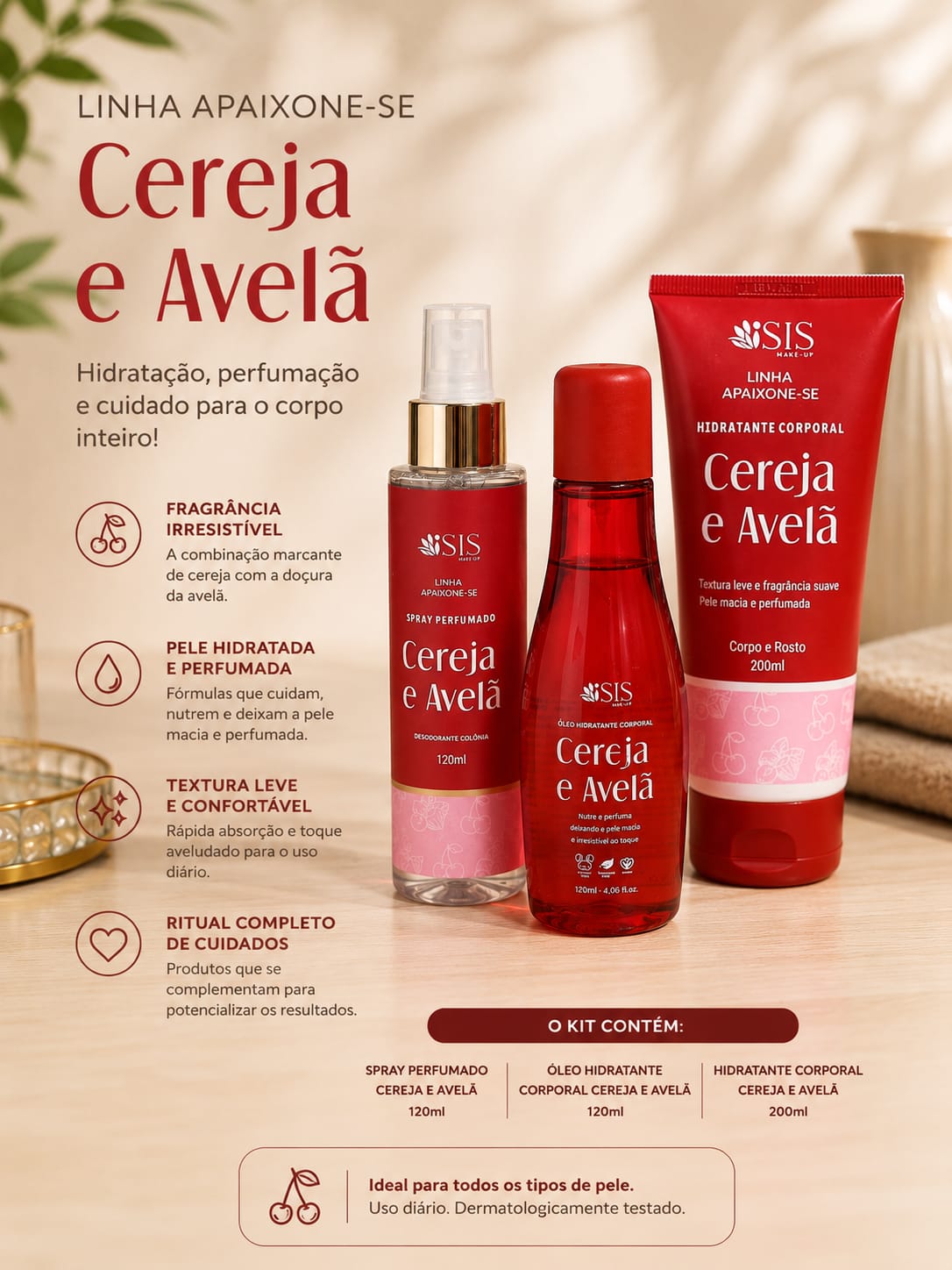 Kit SIS Make-Up Linha Apaixone-se – Cereja e Avelã - Imagem 2